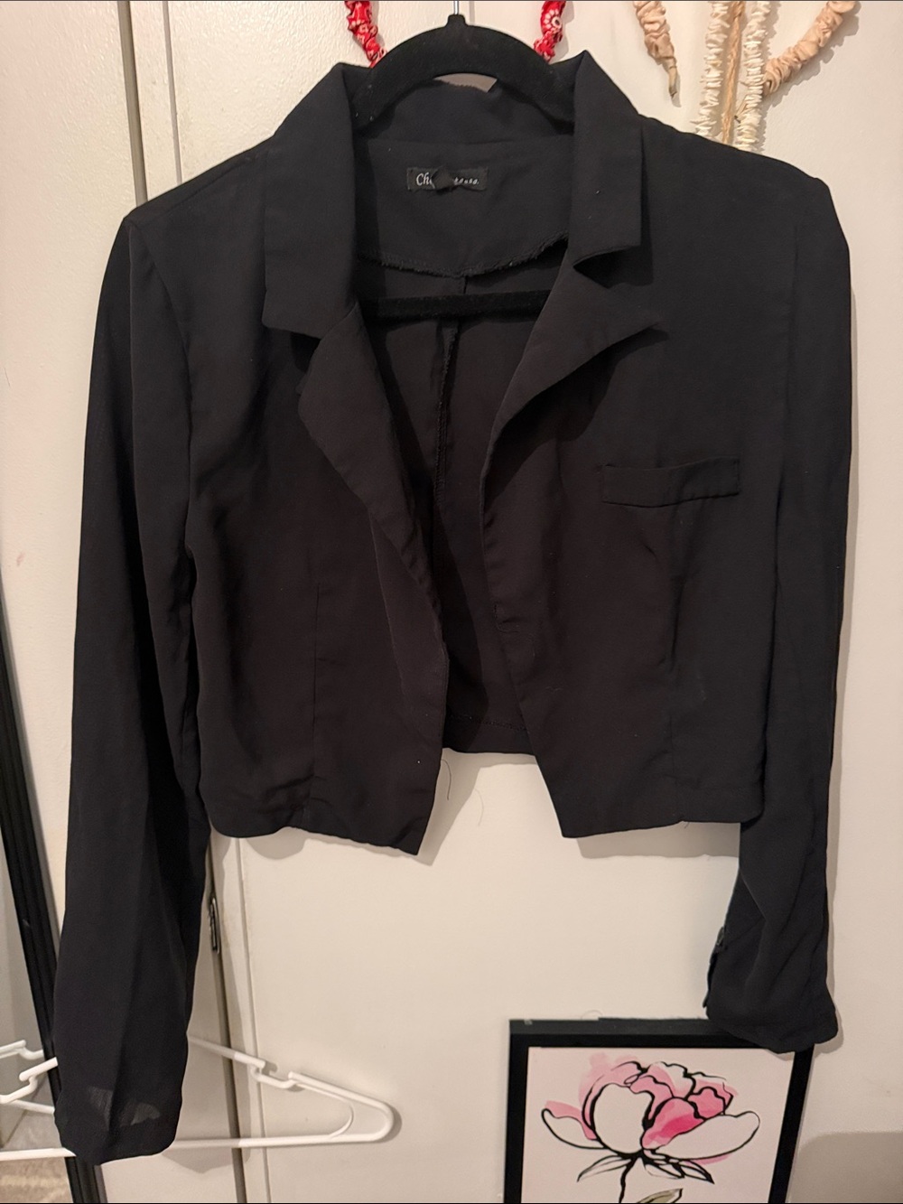 Chic Women's Black Cropped Blazer Jacket